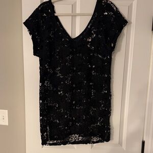 Chic Black Lace Coverup with Tassels